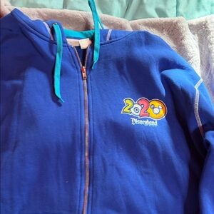 Disney Blue Zip-Up Sweater with Colorful Logo